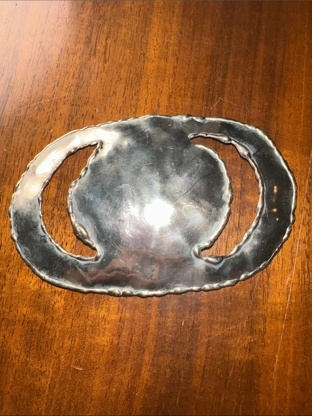 Vintage Hammered Silver-Tone Belt Buckle